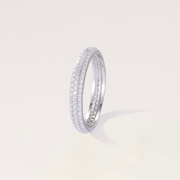 Sterling silver cz pave stack ring - Picture 2 of 5